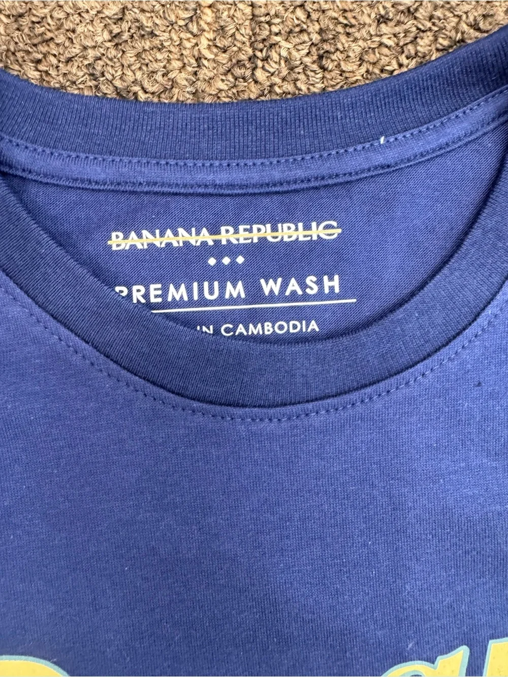 Banana Republic Men’s Bright Blue Logo Tee with Yellow Script